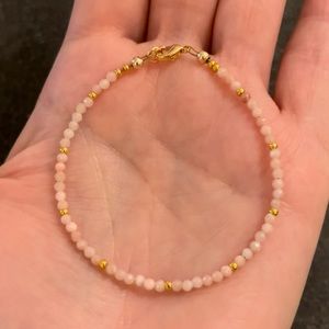Natural 💓 pink opal and gold filled beaded bracelet